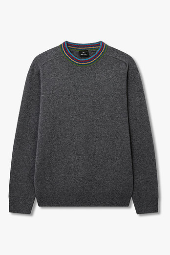 PAUL SMITH [PS PAUL SMITH] 남성 스트라이프 트림 크루넥 울 니트 | 신세계V