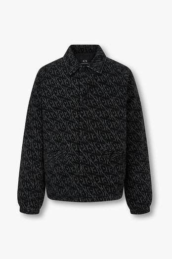 ARMANI EXCHANGE 남성 올오버 자수 로고 자카드 블루종 | 신세계V
