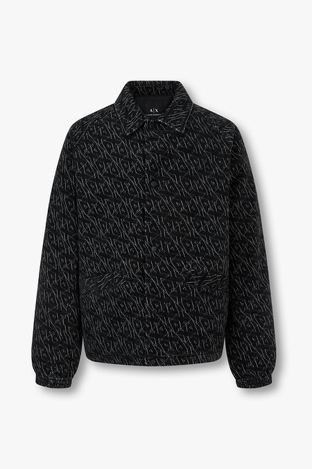 ARMANI EXCHANGE 남성 올오버 자수 로고 자카드 블루종 | 신세계V