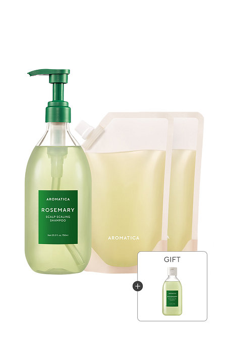 AROMATICA 로즈마리 스칼프 스케일링 샴푸 본품+리필 세트 (750ML+500ML*2개) | 신세계V