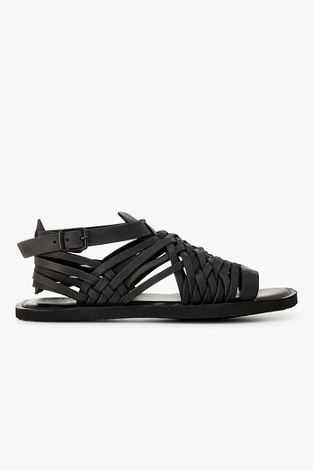 Yohji Yamamoto [HOMME]오일드 레더 메쉬 스트랩 샌들 | 신세계V