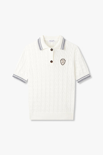 BRUNELLO CUCINELLI 여성 로고 패치 케이블 폴로 니트 | 신세계V