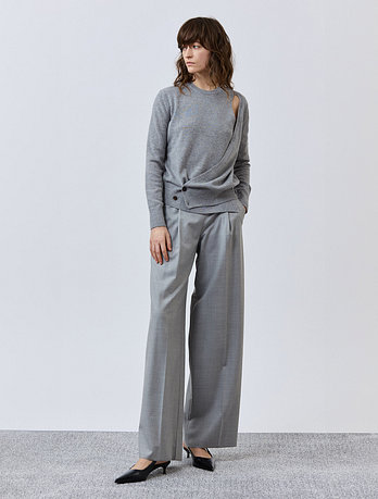 Mare di Mari Button Wrap Layered Pullover - Grey | 신세계V