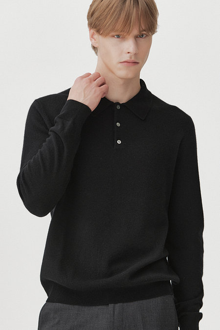 JE NE SAIS QUOI [Uni] 캐시미어 폴로 니트_ 블랙 | 신세계V