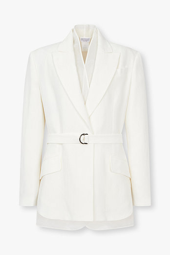 BRUNELLO CUCINELLI 여성 모닐리 라인 린넨 블렌드 벨트 자켓 | 신세계V