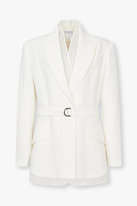 BRUNELLO CUCINELLI 여성 모닐리 라인 린넨 블렌드 벨트 자켓 | 신세계V
