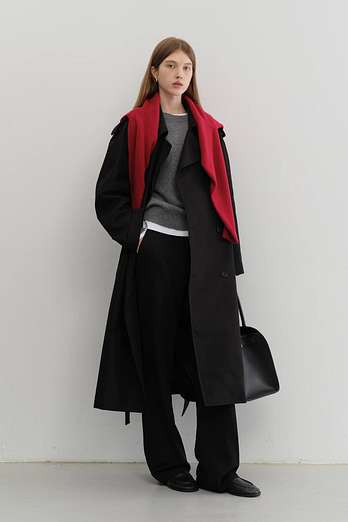 DUNST UNISEX OVERSIZED TRENCH COAT BLACK_UDTR5C101BK | 신세계V