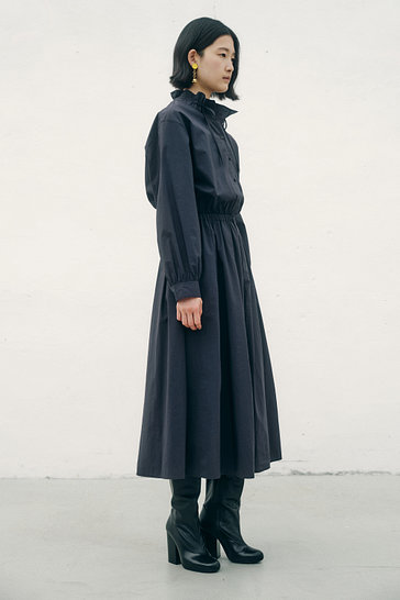 넥 리본 셔츠 롱 원피스