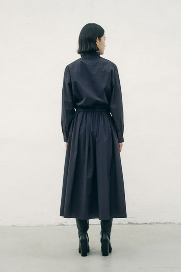 넥 리본 셔츠 롱 원피스