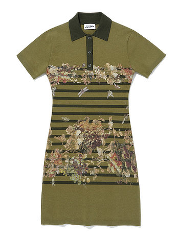 ADEKUVER [JEAN PAUL GAULTIER] 장 폴 고티에 카키 코튼 피케 마리니에르 그레이프 프린티드 드레스 26/01-W-DR098-K022-4190 | 신세계V
