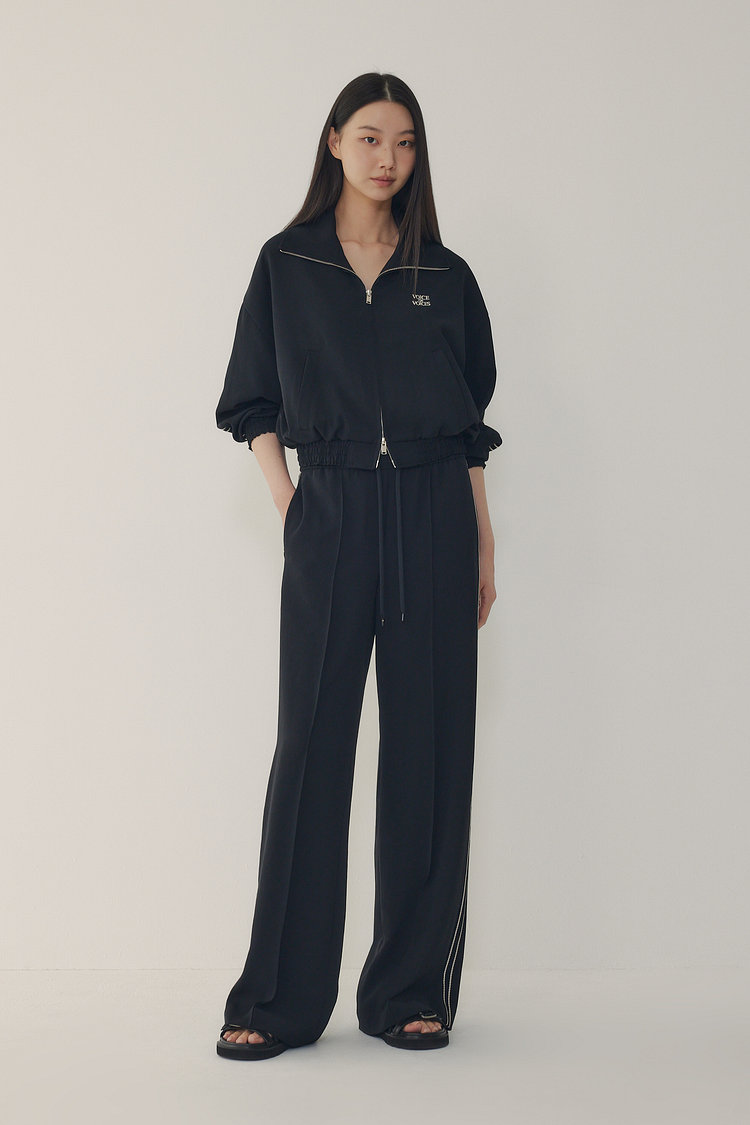 배색 더블 라인 카라 집업 점퍼
