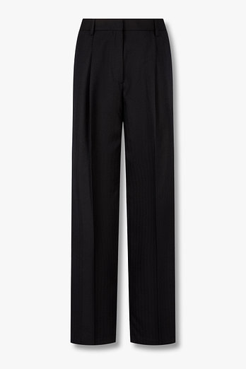 DRIES VAN NOTEN 원 턱 헤링본 울 팬츠 | 신세계V