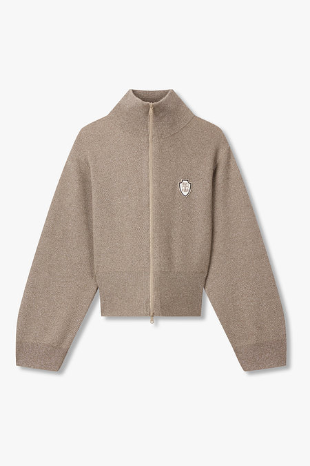 BRUNELLO CUCINELLI 여성 메탈릭 하이넥 니트 집업 가디건 | 신세계V