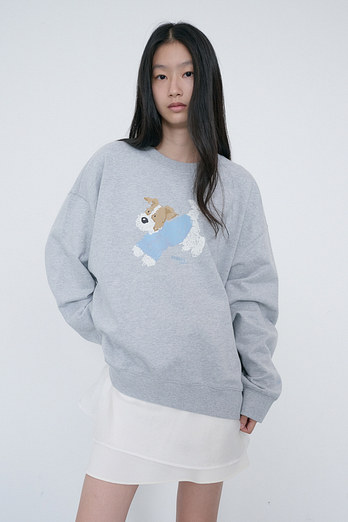 DUNST UNISEX PUPPY SWEATSHIRT MID MELANGE GREY_UDTS6C112G1 | 신세계V