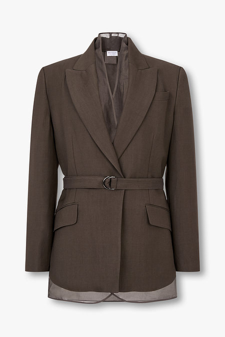 BRUNELLO CUCINELLI 여성 린넨 블렌드 벨티드 자켓 | 신세계V