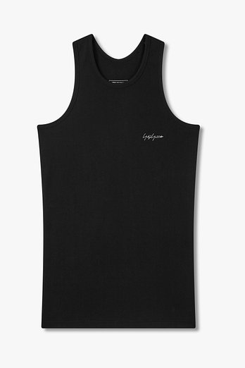 Yohji Yamamoto [Y-3 KURO] 스티치 로고 슬리브리스 탑 | 신세계V