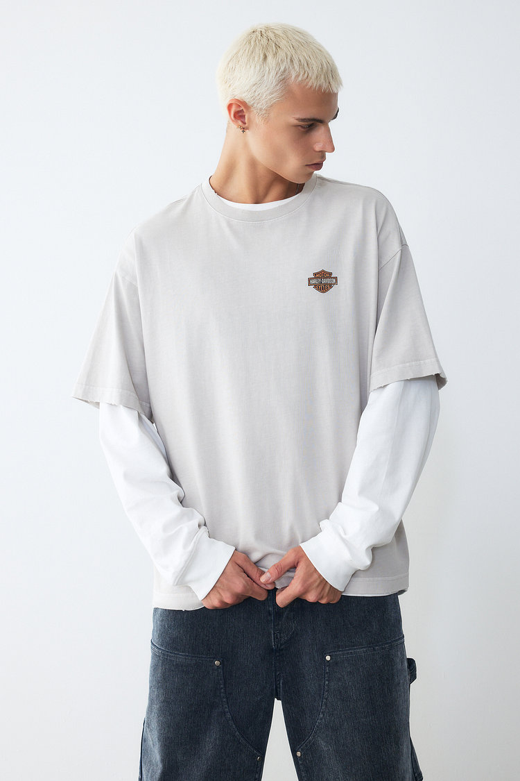 [American Vintage] 1903 B&S 디스트레스드 반팔 티셔츠 라이트 바이올렛
