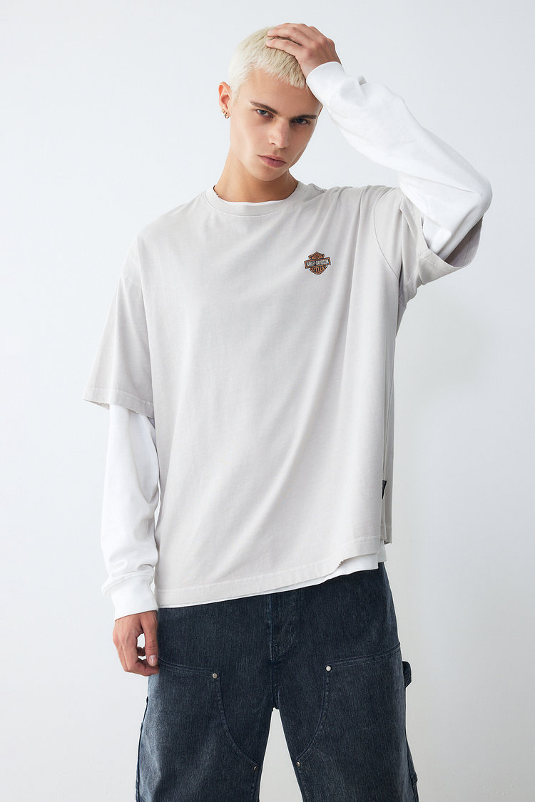 [American Vintage] 1903 B&S 디스트레스드 반팔 티셔츠 라이트 바이올렛