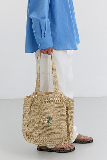 DUNST HAND DRAWING BLOOM BAG NATURAL CREAM_M_UDBA5E217CR | 신세계V