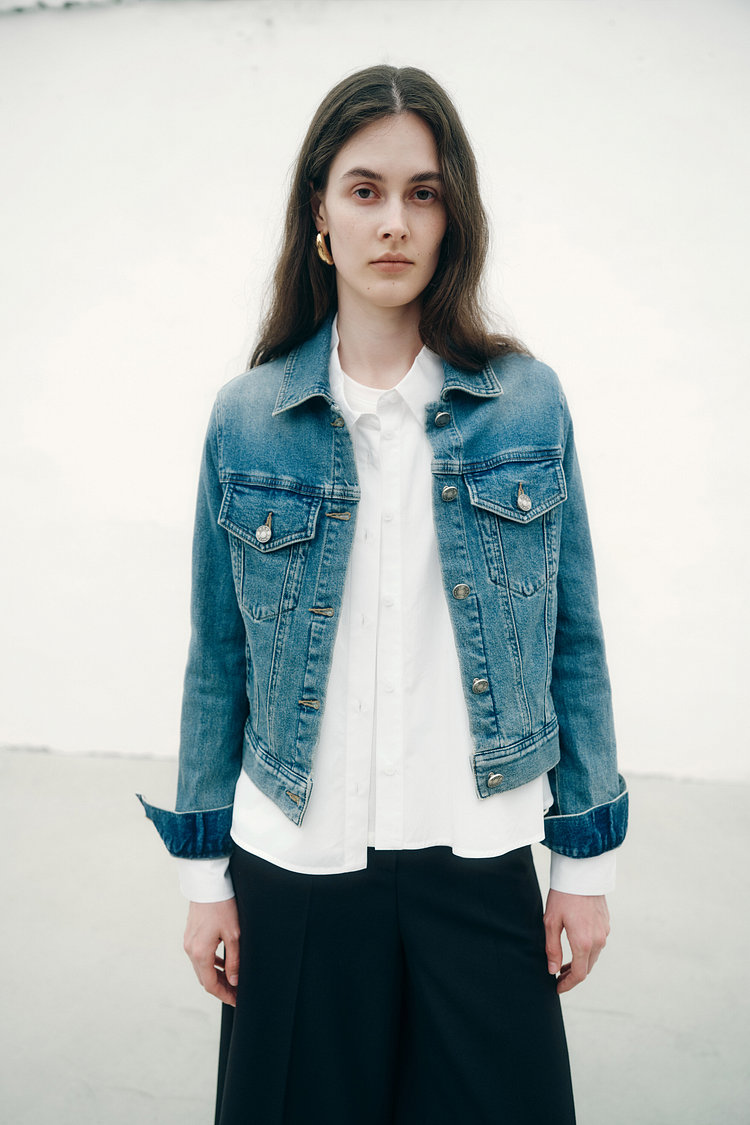 워싱 데님 트러커 자켓