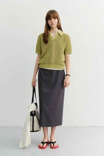 DUNST H-LINE LONG SKIRT DEEP GREY_UDSK6B233G2 | 신세계V