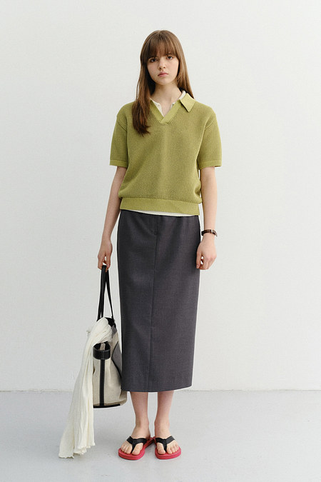 DUNST H-LINE LONG SKIRT DEEP GREY_UDSK6B233G2 | 신세계V