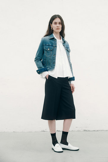 워싱 데님 트러커 자켓