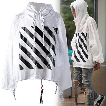 OFF WHITE [OFF WHITE] 백 사선 페인팅 아노락 후드티 화이트 AU9003 08 00 | 신세계V
