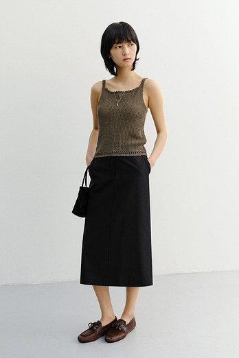 DUNST H-LINE LONG SKIRT BLACK_UDSK6B233BK | 신세계V