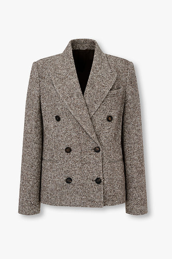 BRUNELLO CUCINELLI 여성 울 블렌드 피크트 라펠 더블 자켓 | 신세계V