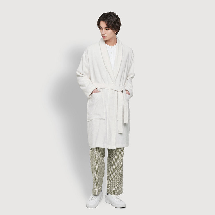 데일리 코튼 테리 배스 로브 화이트