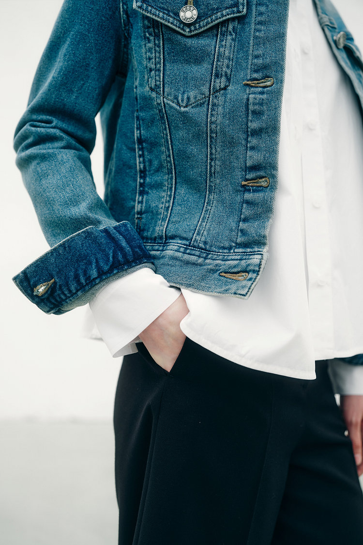 워싱 데님 트러커 자켓