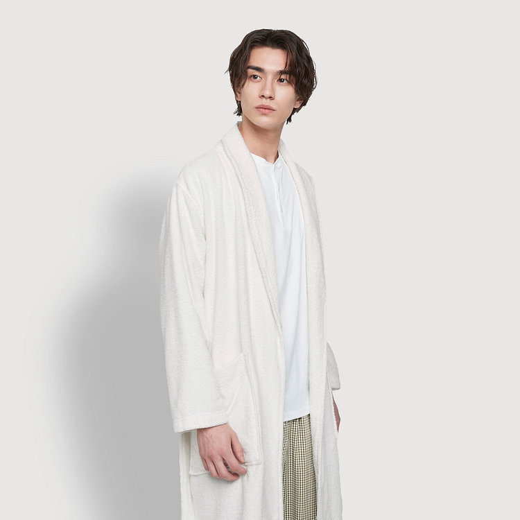 데일리 코튼 테리 배스 로브 화이트