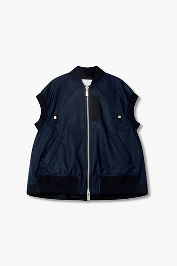 SACAI [CLASSICS]여성 나일론 트윌 베스트_네이비 | 신세계V