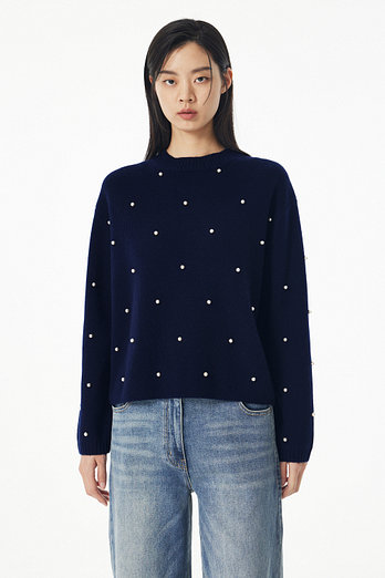 GCUT 펄 디테일 캐시미어 블렌드 풀오버 | 신세계V