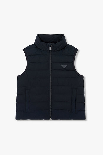 EMPORIO ARMANI JUNIOR [남아] 로고 패치 히든 후드 다운 베스트 | 신세계V