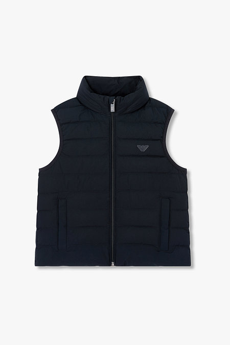 EMPORIO ARMANI JUNIOR [남아] 로고 패치 히든 후드 다운 베스트 | 신세계V