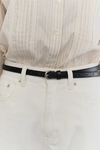 DUNST D-BUCKLE THIN LEATHER BELT BLACK_UDBE5F207BK | 신세계V