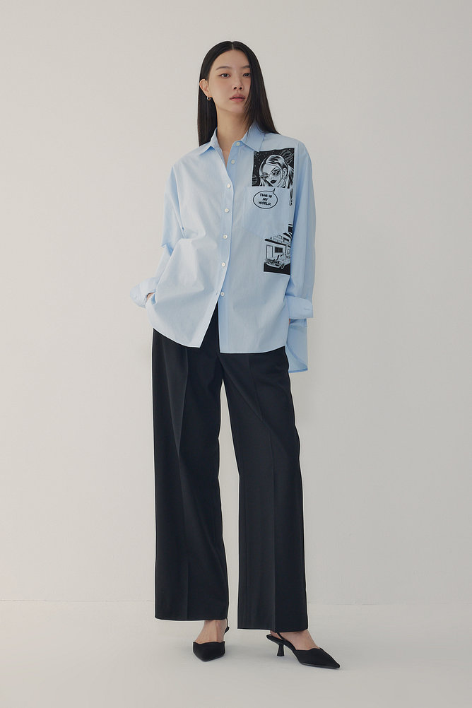 [STELLAR LEUNA] 그래픽 포켓 셔츠