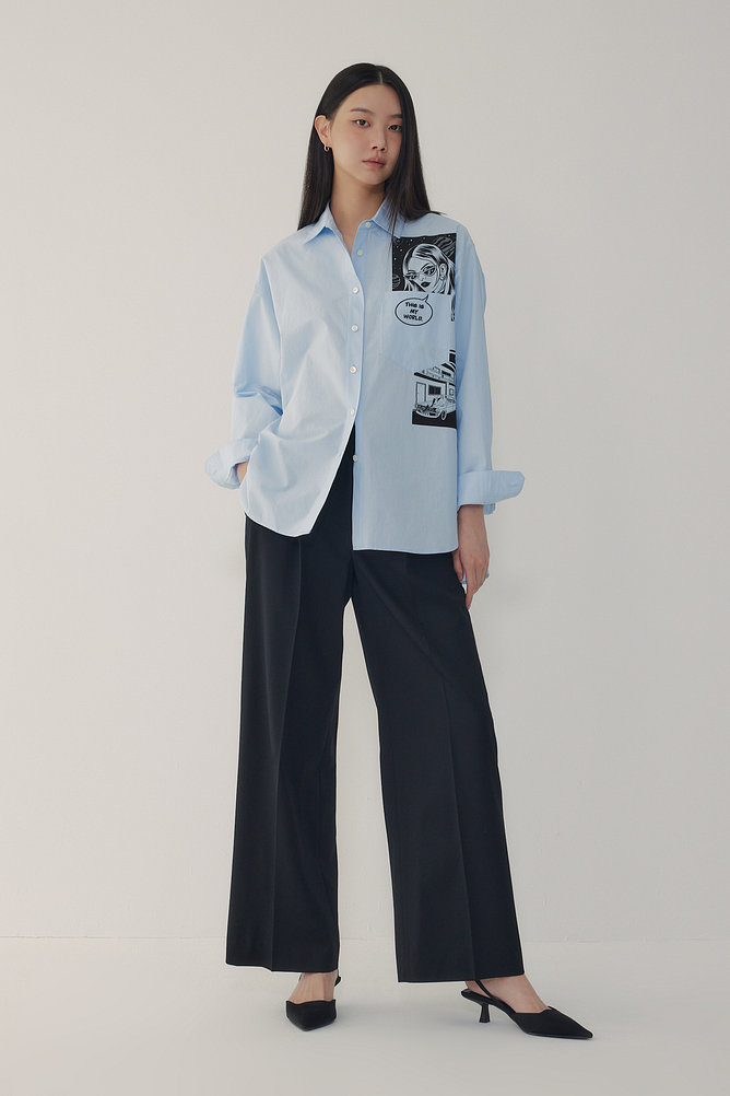 [STELLAR LEUNA] 그래픽 포켓 셔츠