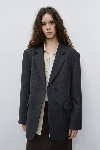 DUNST ESSENTIAL 2 BUTTON WOOL BLAZER MELANGE GREY_UDJA6C202G2 | 신세계V
