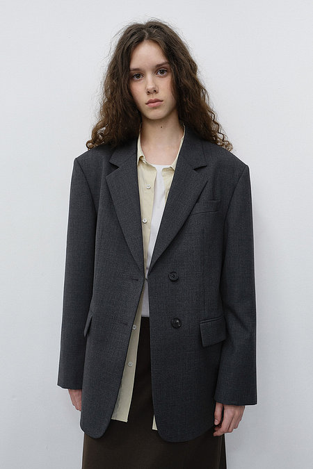 DUNST ESSENTIAL 2 BUTTON WOOL BLAZER MELANGE GREY_UDJA6C202G2 | 신세계V