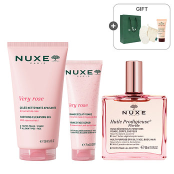 NUXE [신세계V 단독]눅스 베리로즈 페이스 스크럽 75ml + 베리로즈 클렌징젤 150ml + 플로럴오일 50ml | 신세계V