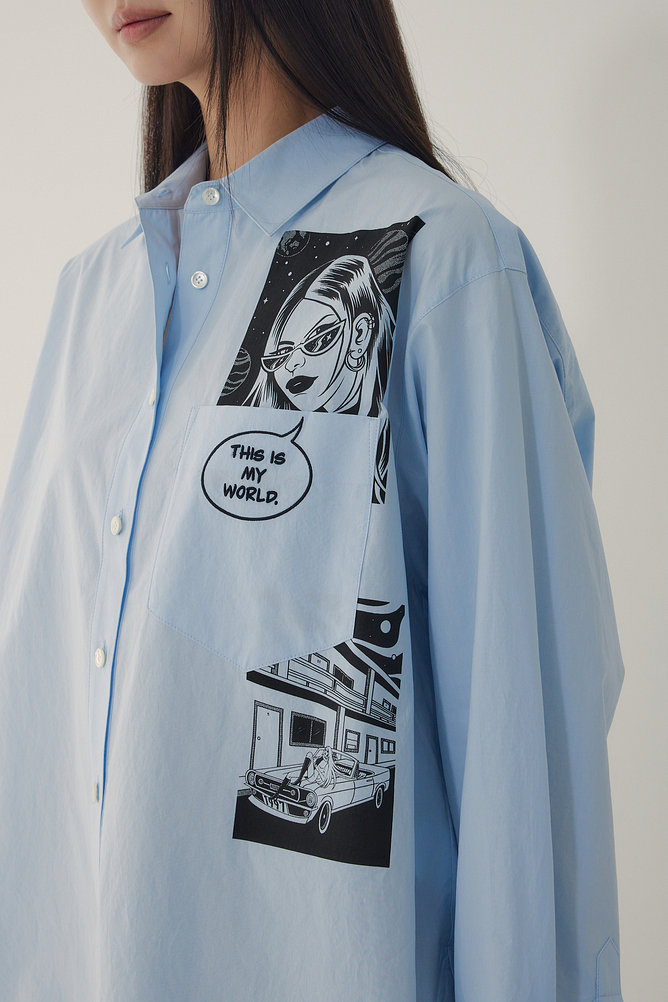 [STELLAR LEUNA] 그래픽 포켓 셔츠