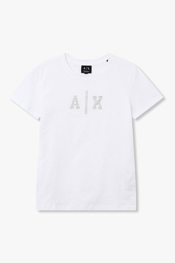 ARMANI EXCHANGE 여성 크리스탈 로고 티셔츠 | 신세계V