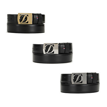 S.T.DUPONT [듀퐁] 26 D로고 박스 버클 30mm 양면 벨트 블랙스무스/사피아노 [팔라듐/실버/골드] | 신세계V