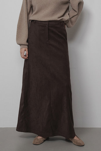 Mare di Mari Suede Maxi Skirt - Dark Brown | 신세계V