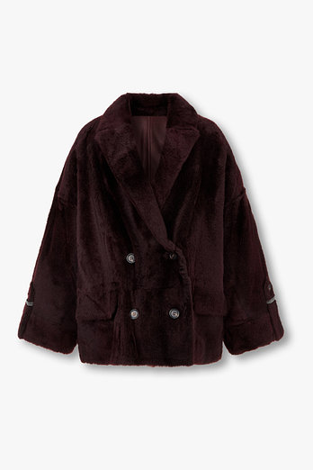 BRUNELLO CUCINELLI 여성 드롭 숄더 시어링 퍼 더블 자켓 | 신세계V