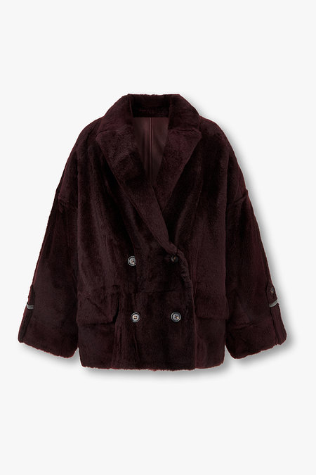 BRUNELLO CUCINELLI 여성 드롭 숄더 시어링 퍼 더블 자켓 | 신세계V