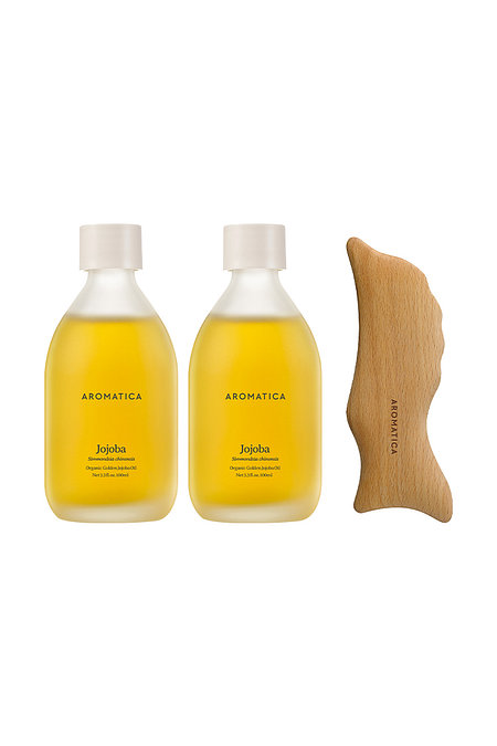 AROMATICA 유기농 골든 호호바오일 100ML 2개 & 돌고래 괄사 세트 | 신세계V